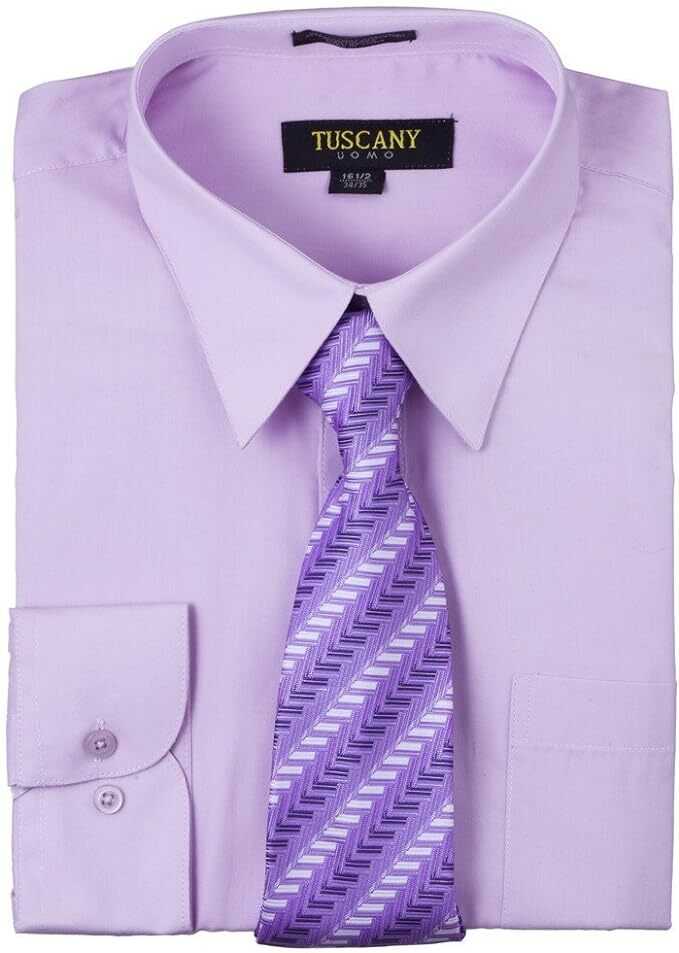 Men’s Dress Shirts With Matching (Random design) Tie Set Cotton Blend Shirt Set