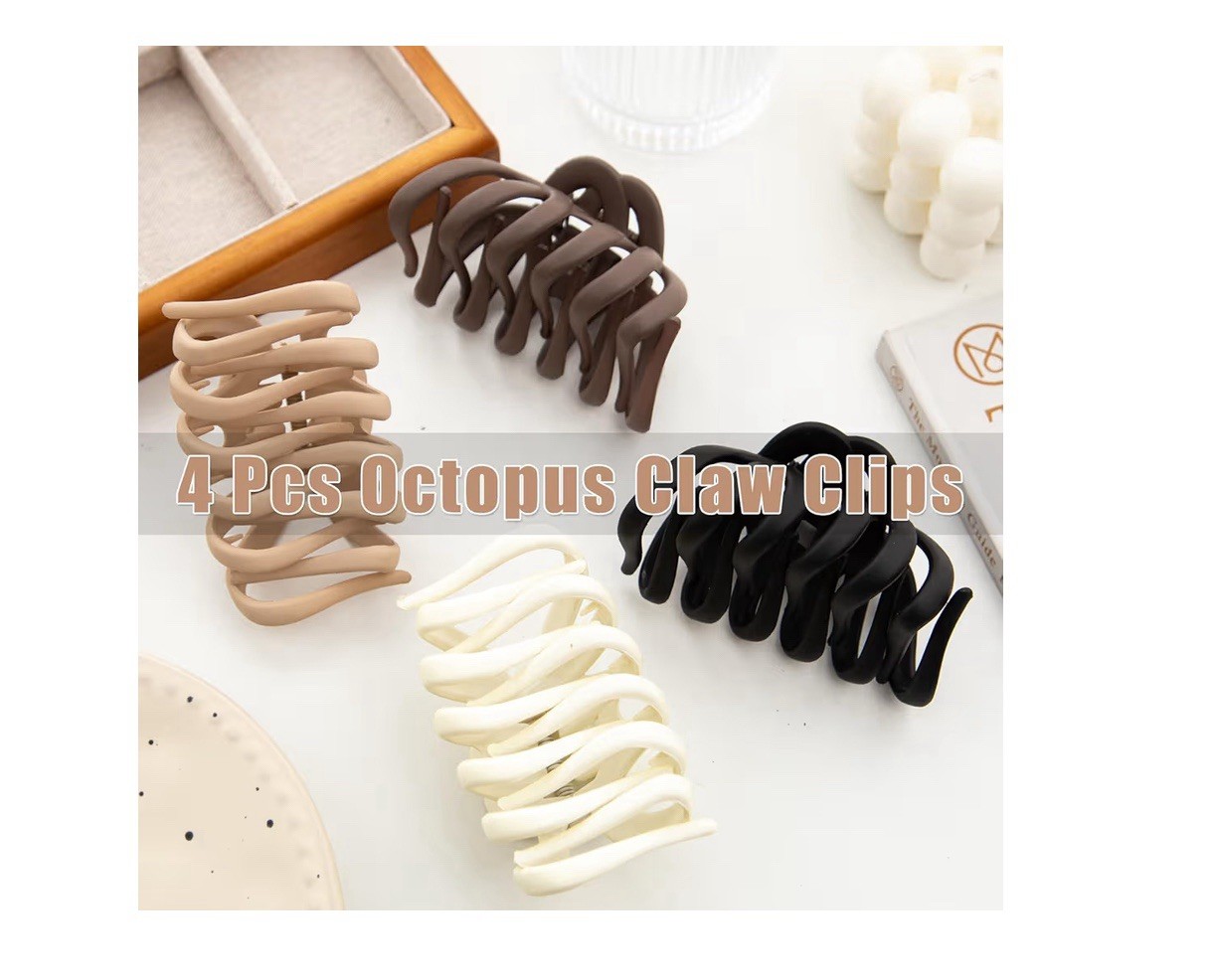 4 Pcs Octopus Claw Clips Octopus Hair Claw Clips for Women 3.8″ Large Hair Claw
