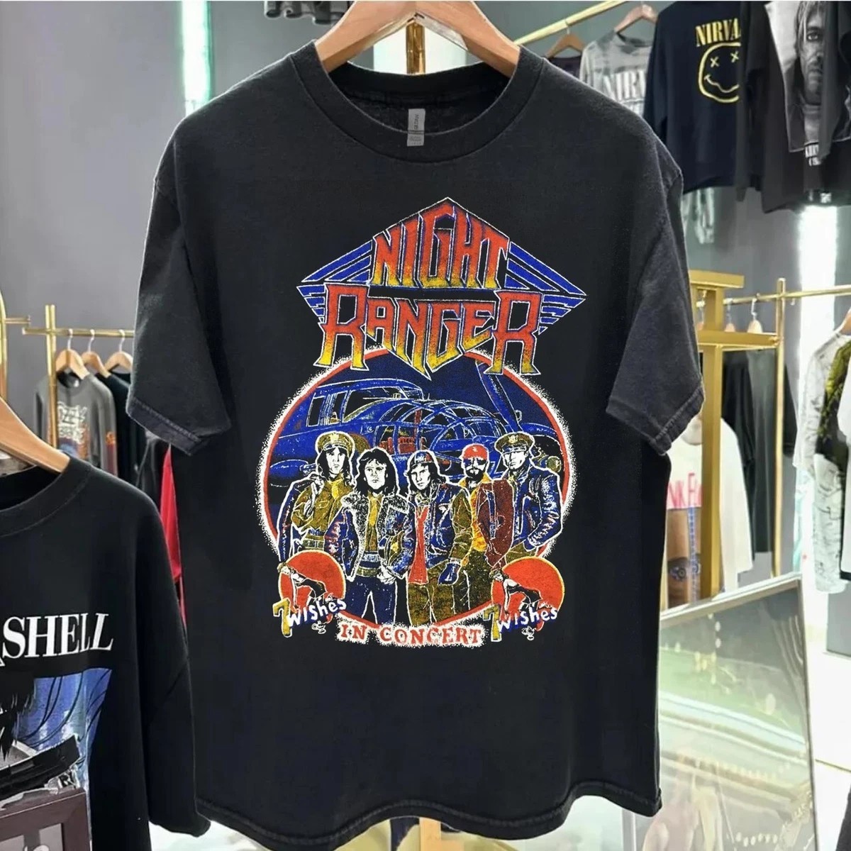 Vintage Night Ranger 7 Wishes In Concert Unisex S-5XL Shirt AA227