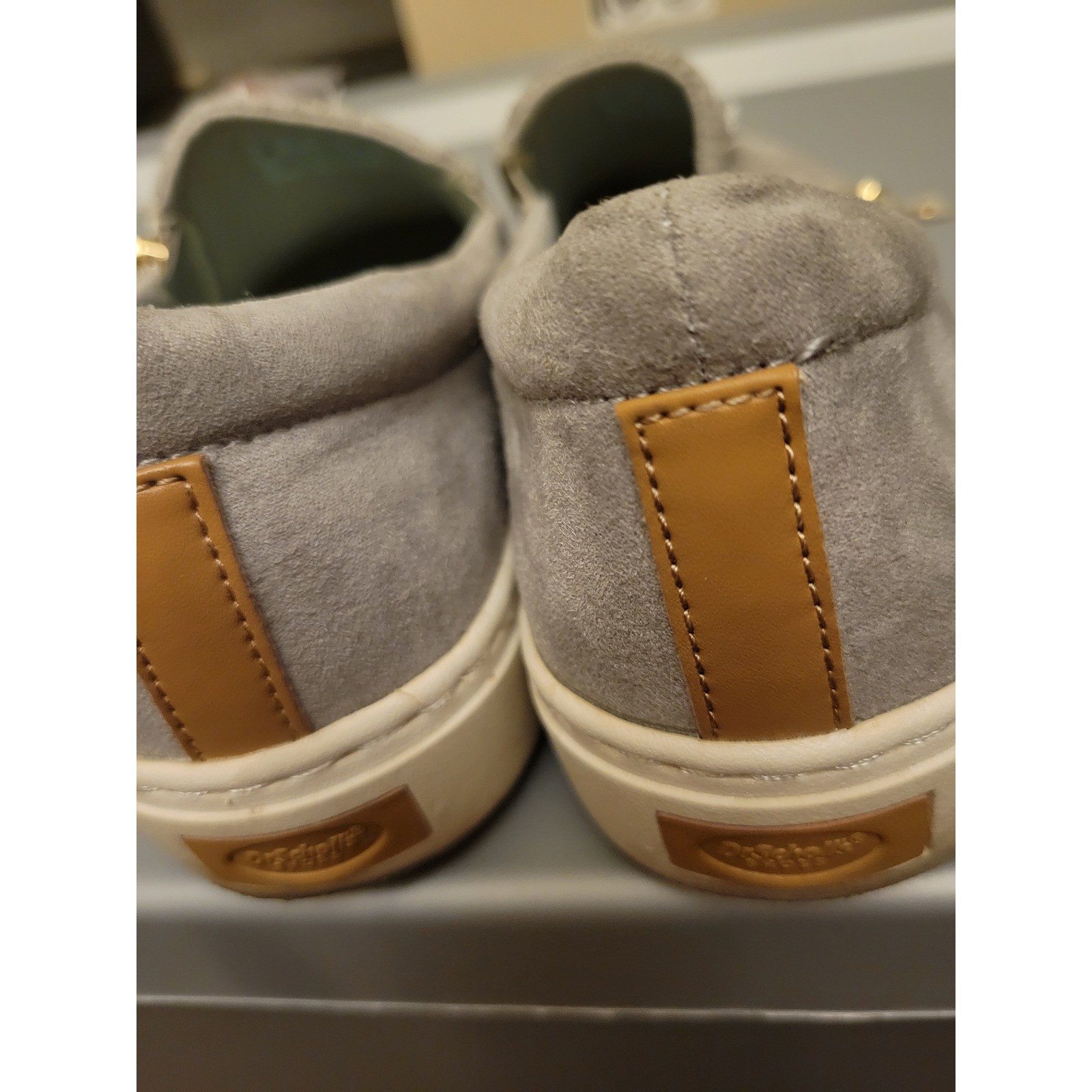 Dr. Scholls BE FREE Grey Perforated Slip On Sneakers Side Zip Flats Womens 721