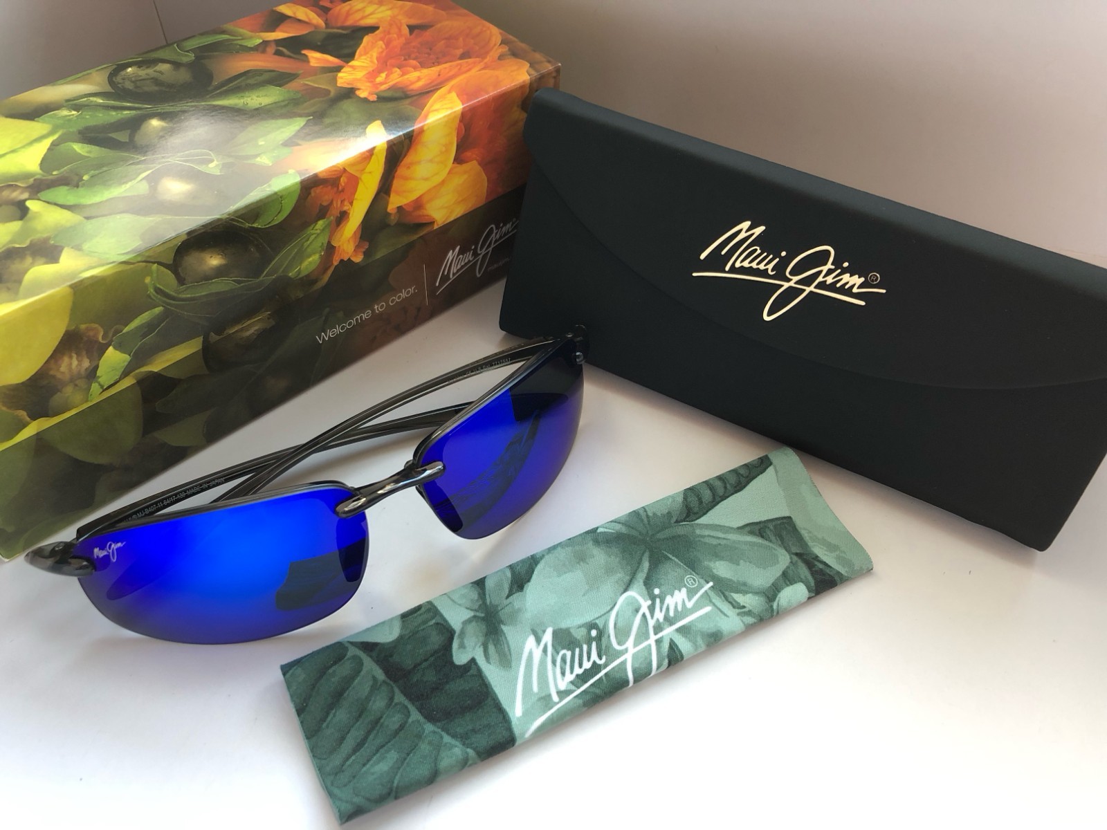 Maui Jim B407-11 Ho’okipa Sunglasses Grey Frame / Blue Hawaii Polarized Lenses