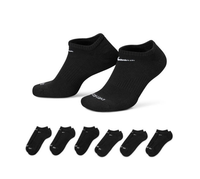 Nike Everyday Plus Cushion No Show Socks 6 Pack Mens Size 8-12 NEW SX6898-010