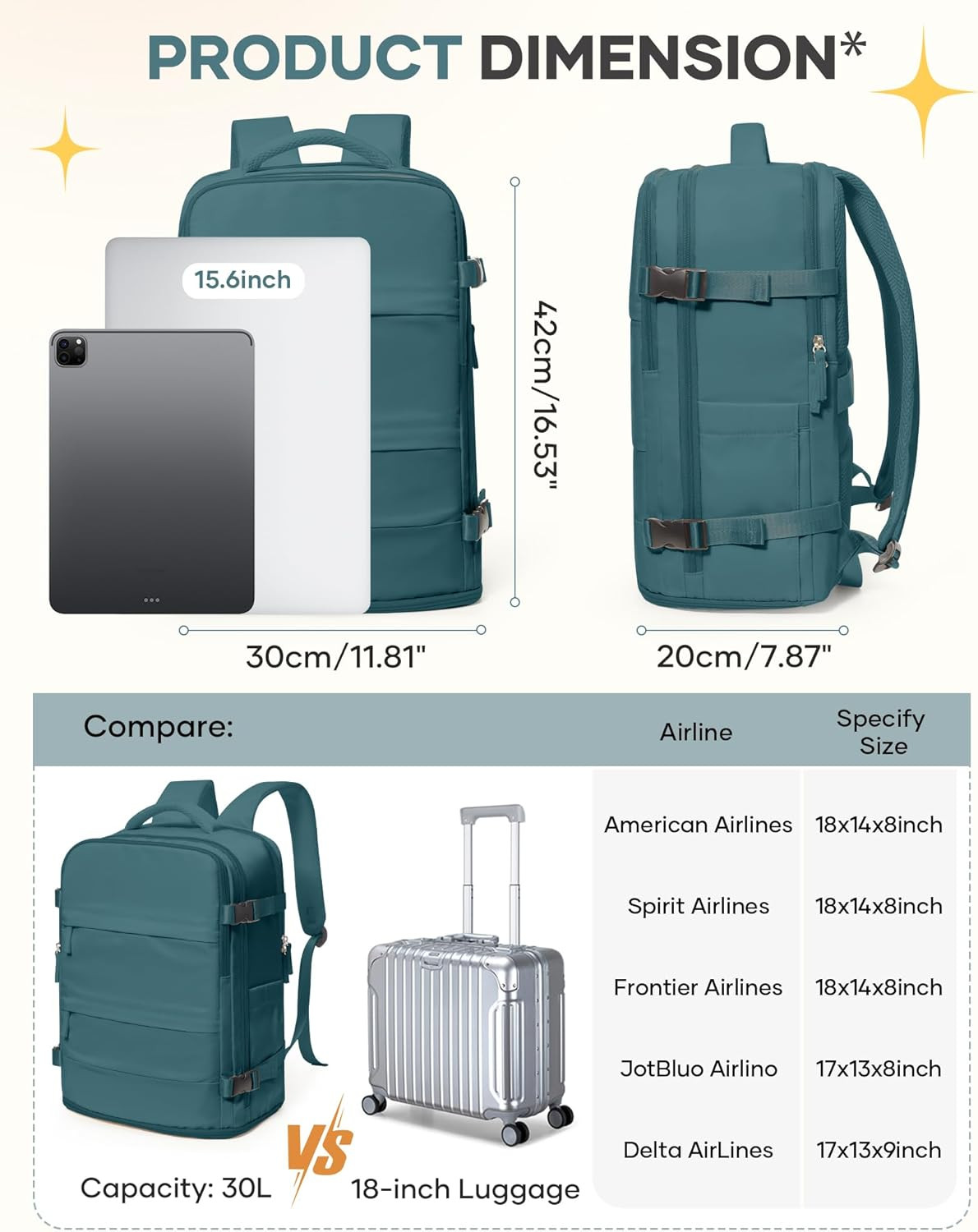 Travel Backpack for Women Men Airline Approved Carry on Backpack Flight Approved