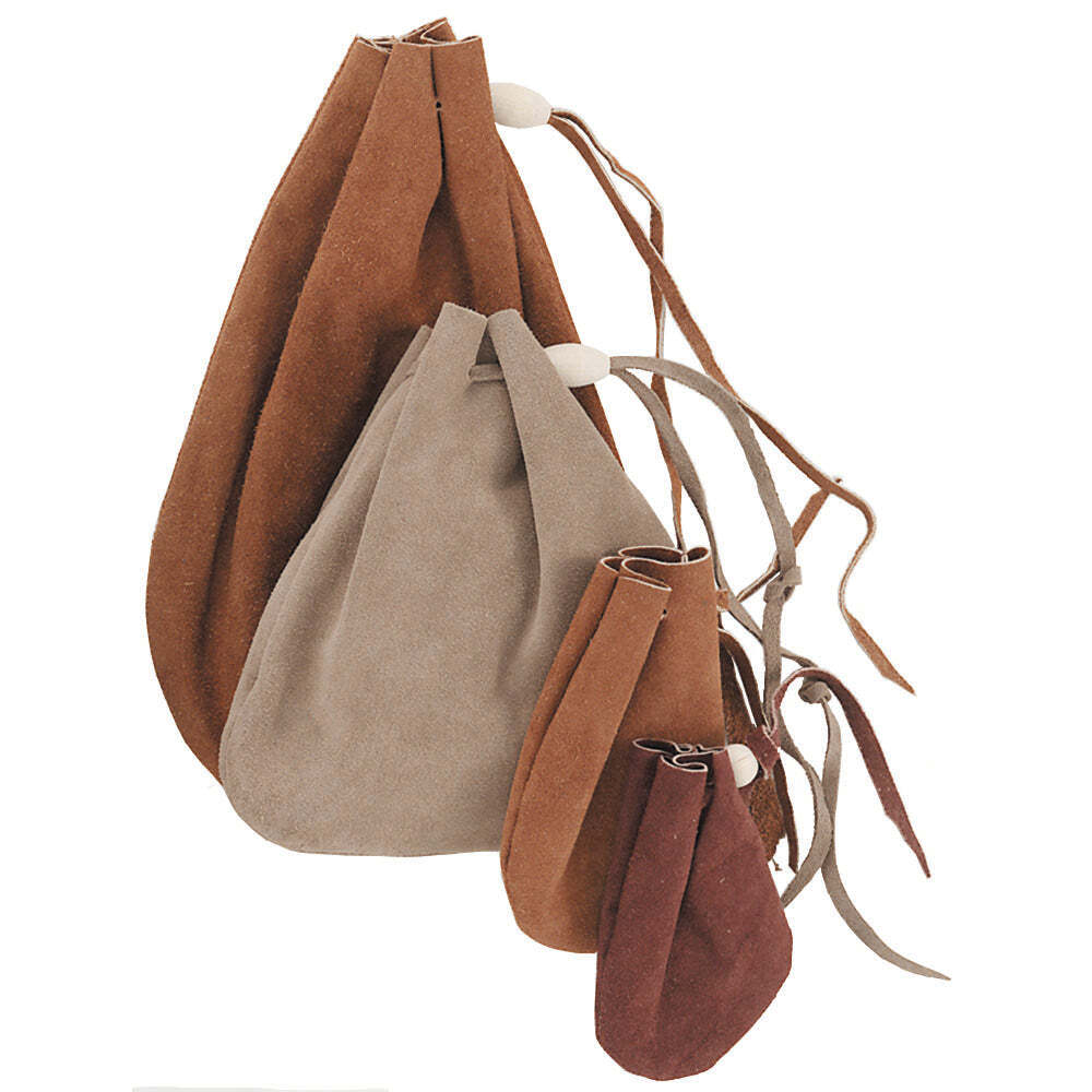 Leather Drawstring Pouch – Suede or Grain Keepsake Holder Bag