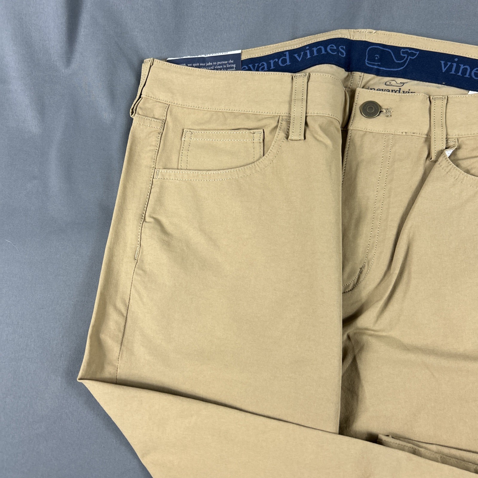 Vineyard Vines Golf Pants Performance 5-Pocket 34 x 34 Ridge Khaki Cotton Nylon