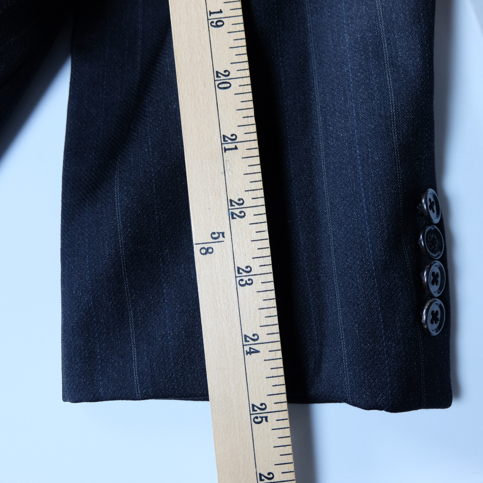 Hickey Freeman 44R Navy Gray Wool Pinstripe 2 Button Sportcoat Blazer Jacket Men