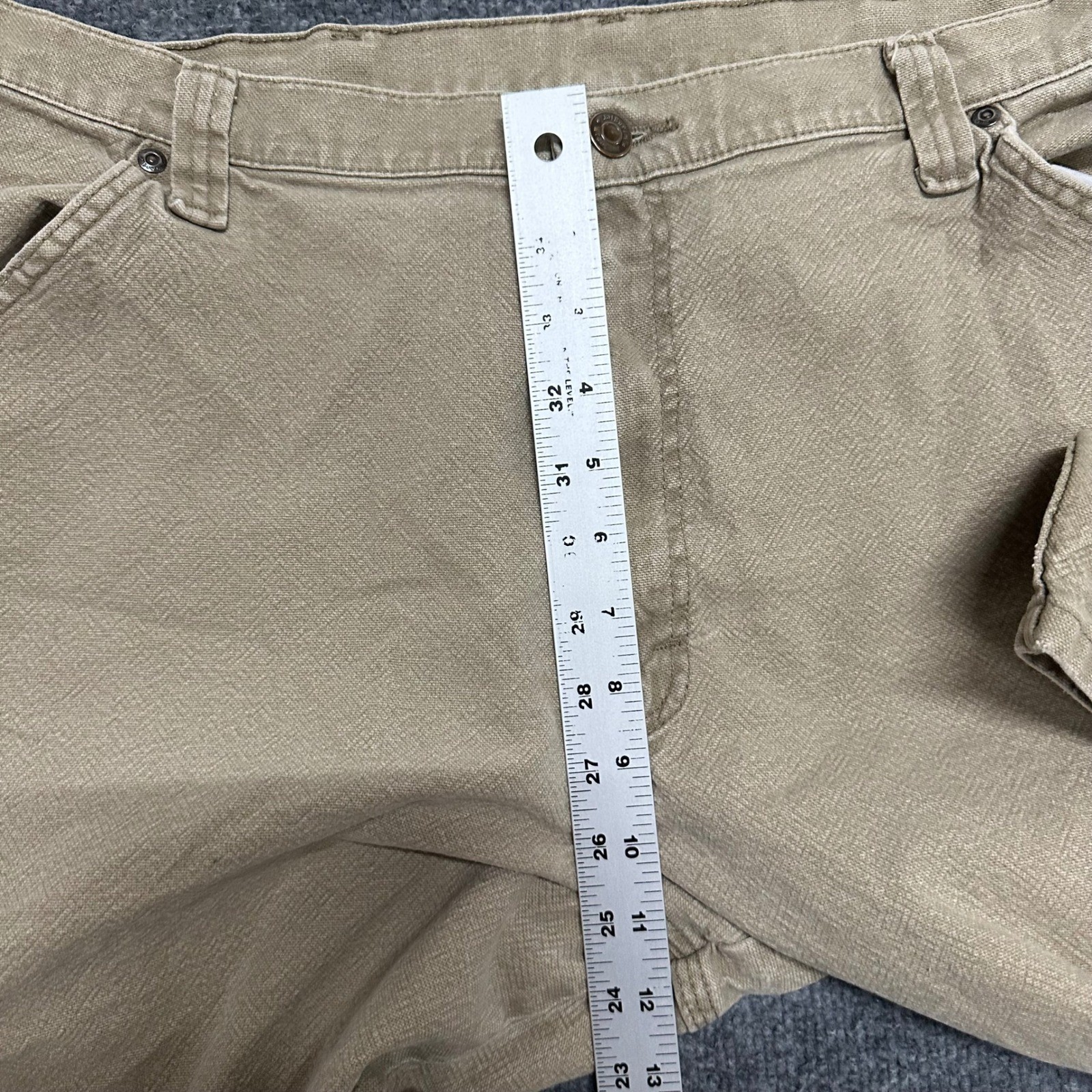 Wrangler Carpenter Pants Mens Size 38×32 Tan Khaki Relaxed Fit Utility Workwear