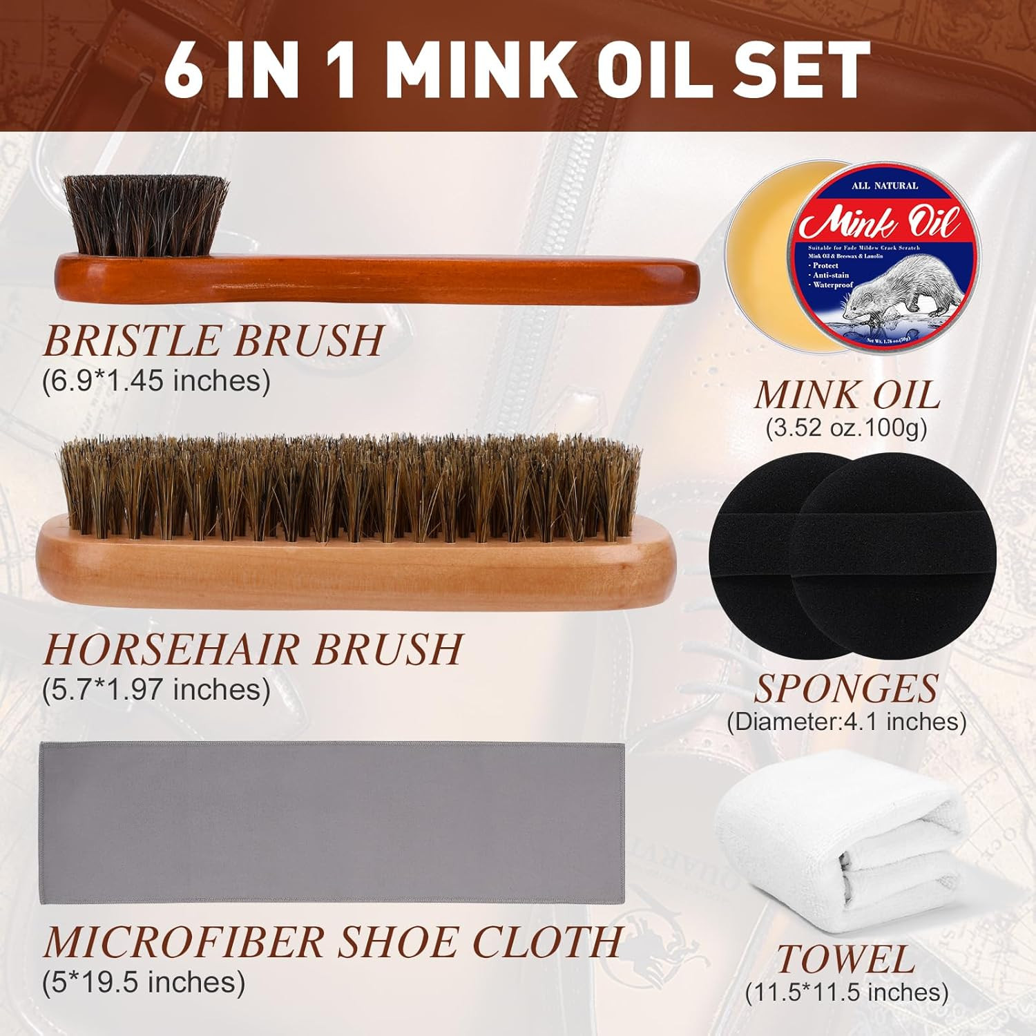 6in1 Mink Oil, 3.52 OZ Oil for Leather Boots,Leather Conditioner and…