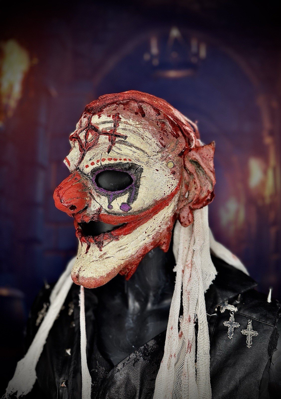 “Creep Show” Scary Clown Fear Face Fx FullheadMask by Rey Fear (Handmade/signed