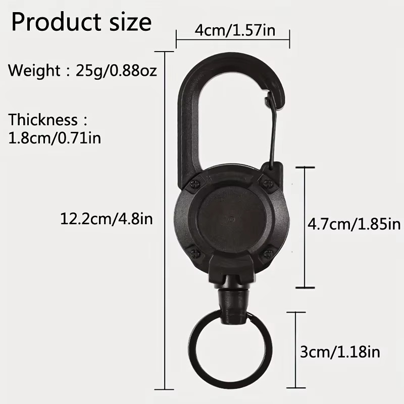 1/2/4Pcs Retractable Heavy Duty Reel Carabiner Keychain Badge Holder Steel Wire