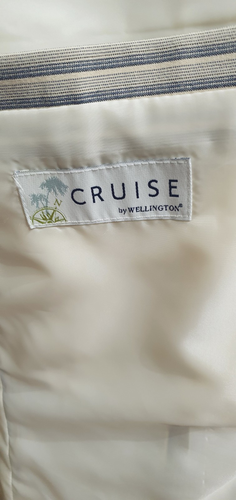 Wellington Cruise Washable Patch pocket Jacket 46″L Cream & grey stripe Boating