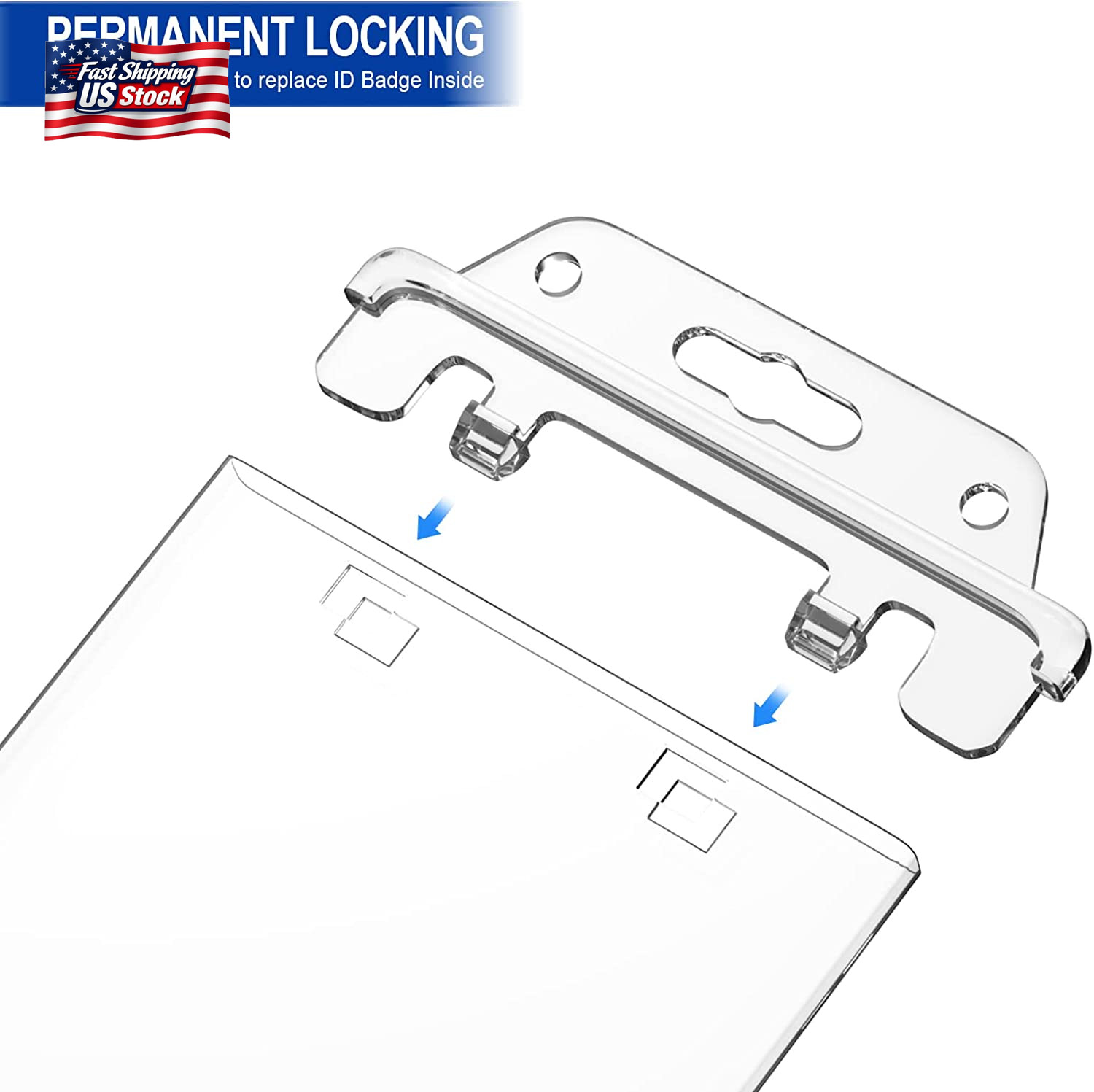 2 Pack Clear ID Badge Holder for Lanyard Hard Plastic ID Card Holder by Fallen O