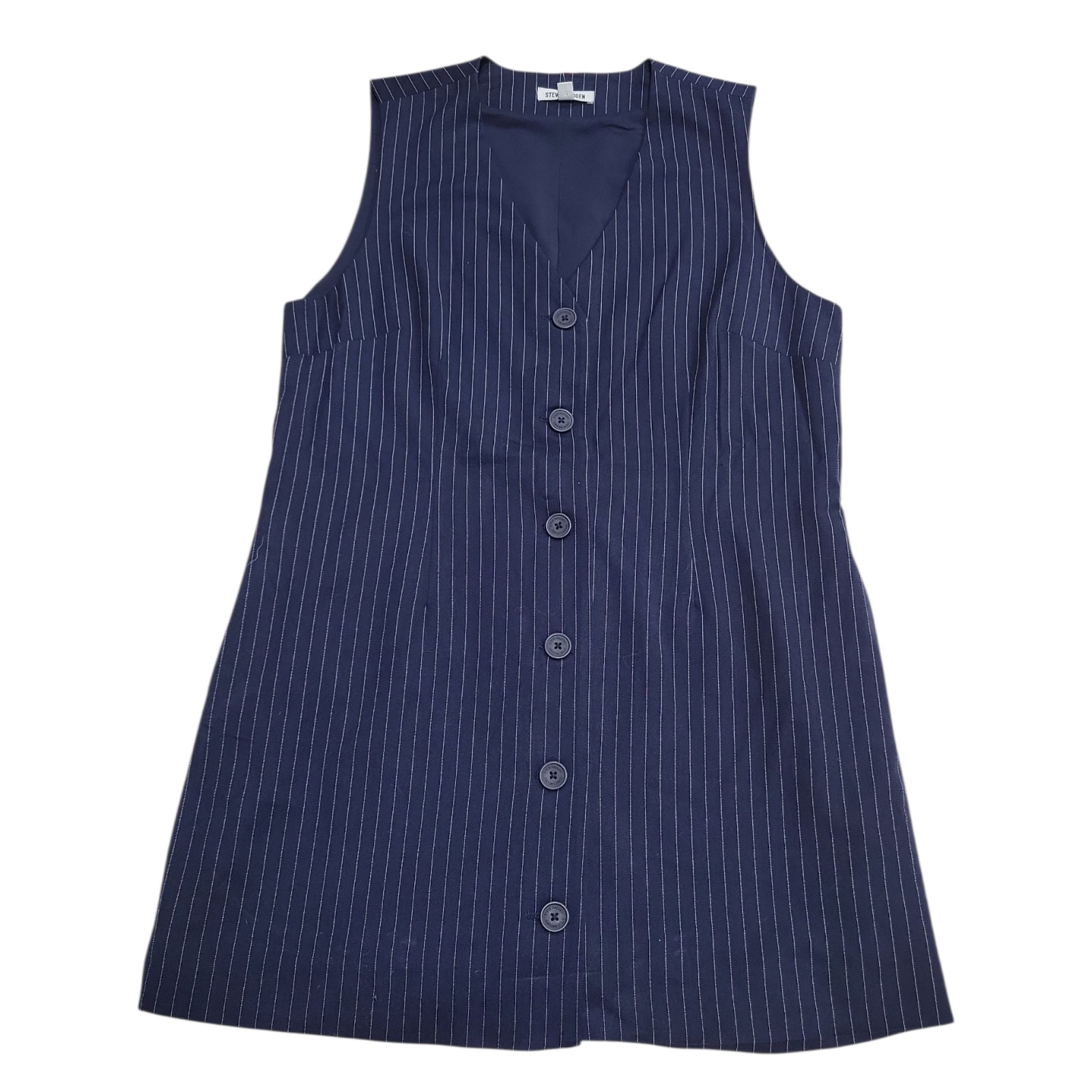 Steve Madden Women’s Machine Washable Pinstripe Sleeveless Mini Dress