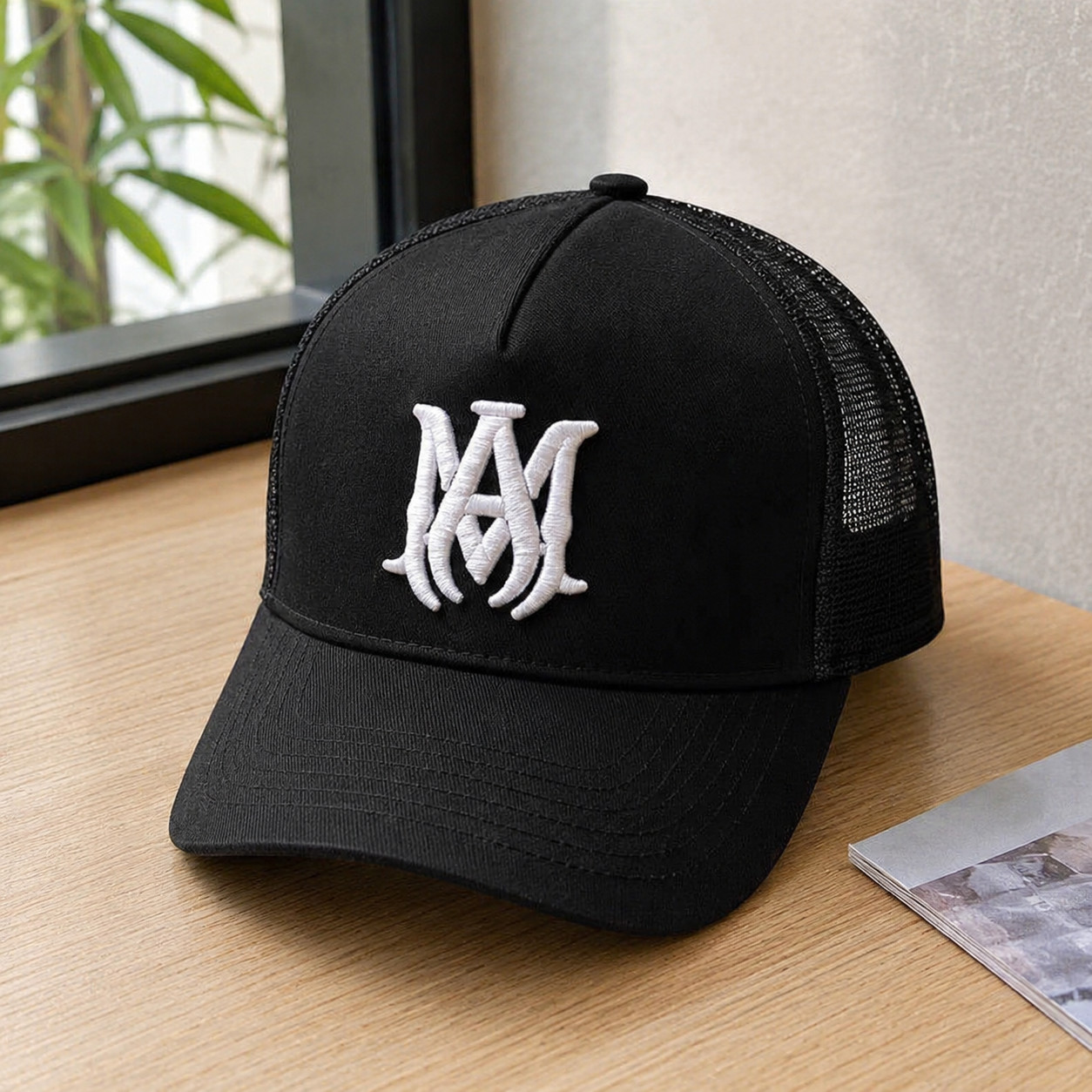 AMIRI Gothic Logo Mesh Trucker Cap Men Women Adjustable Baseball Hat 2 Colors