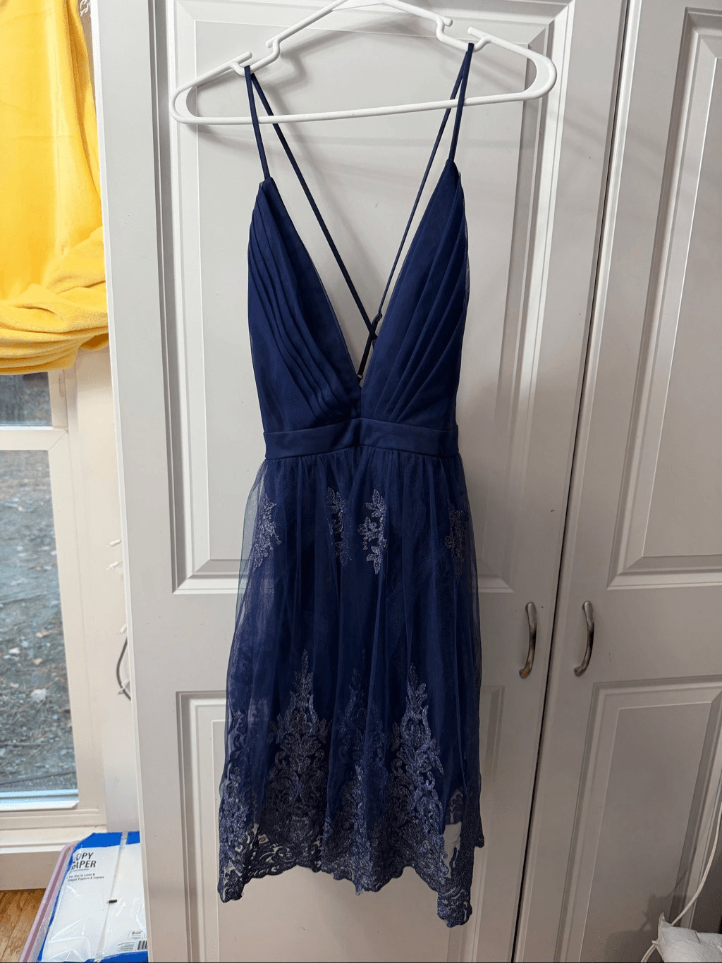 NWT Maniju Navy Blue Lace Cocktail Party Dress Size Large New