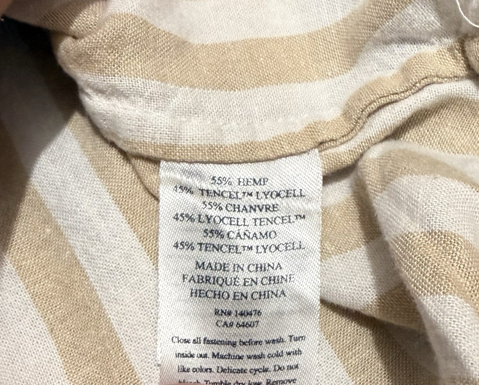 Faherty Beige/White Striped Collared Button-Up Cap Sleeve Woven Top XXL
