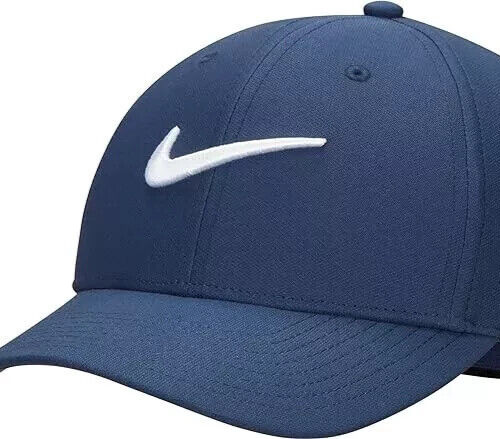 Nike Club Cap Structured Swoosh Golf Hat Size M/L Midnight Navy FB5625 410