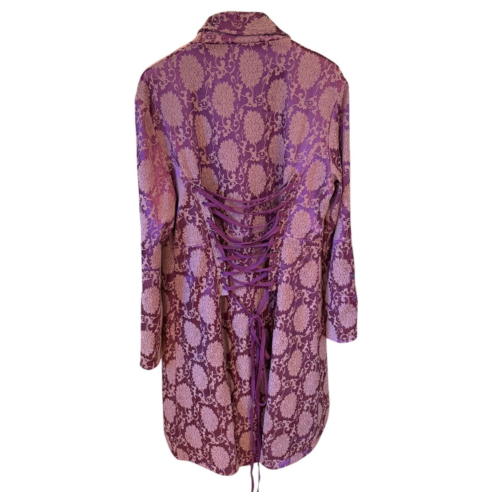 NWT Victorian Steam Purple Floral Brocade Corset Back Steampunk Gothic Coat 14
