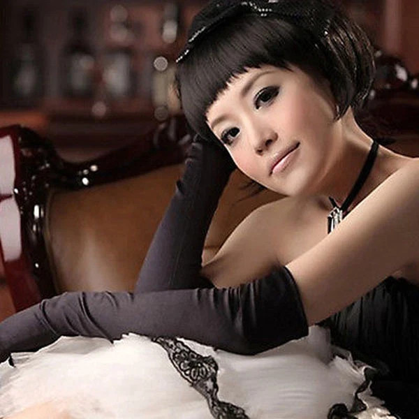 Stretchy Long Opera Gloves Party Satin Gloves Adult Size Elbow Length Wedding US