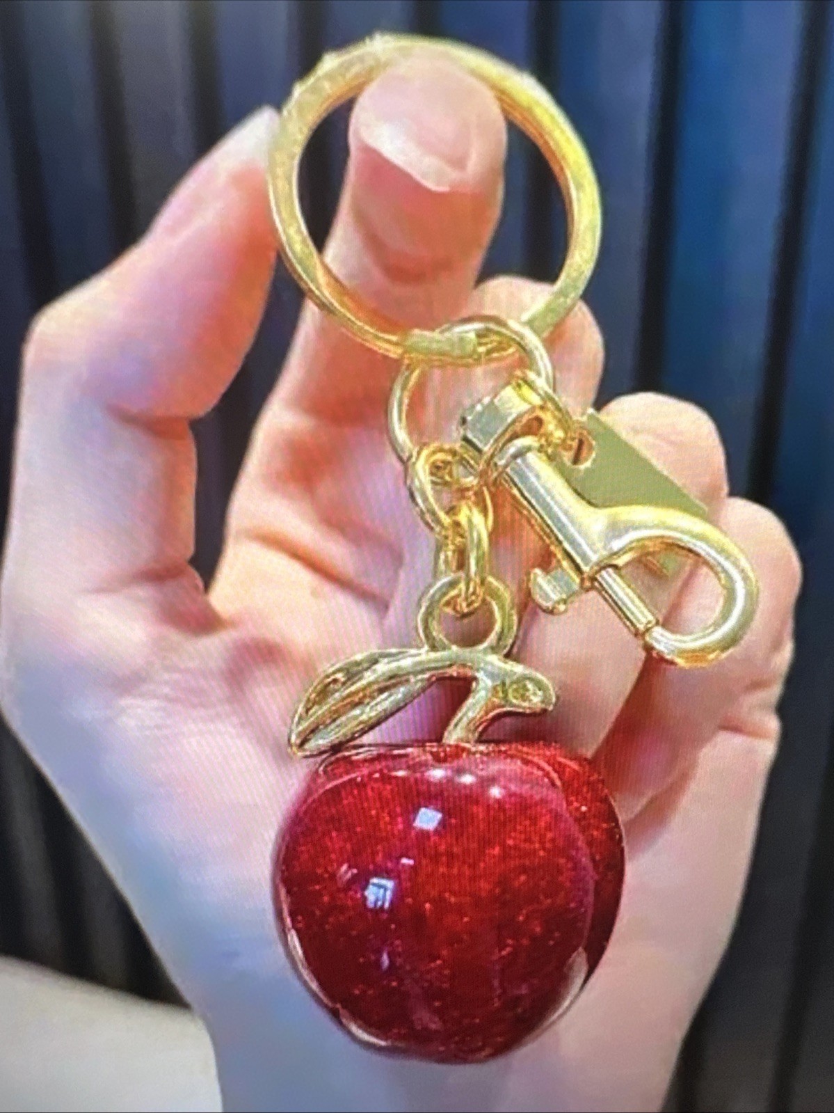 Coach Red Apple Bag Charm Keychain Resin Metal Brass Purse Decoration