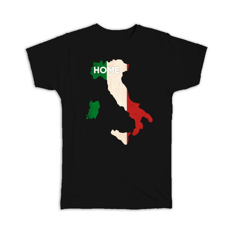 Italy Home MAP Flag Italian Country Pride Black T-shirt
