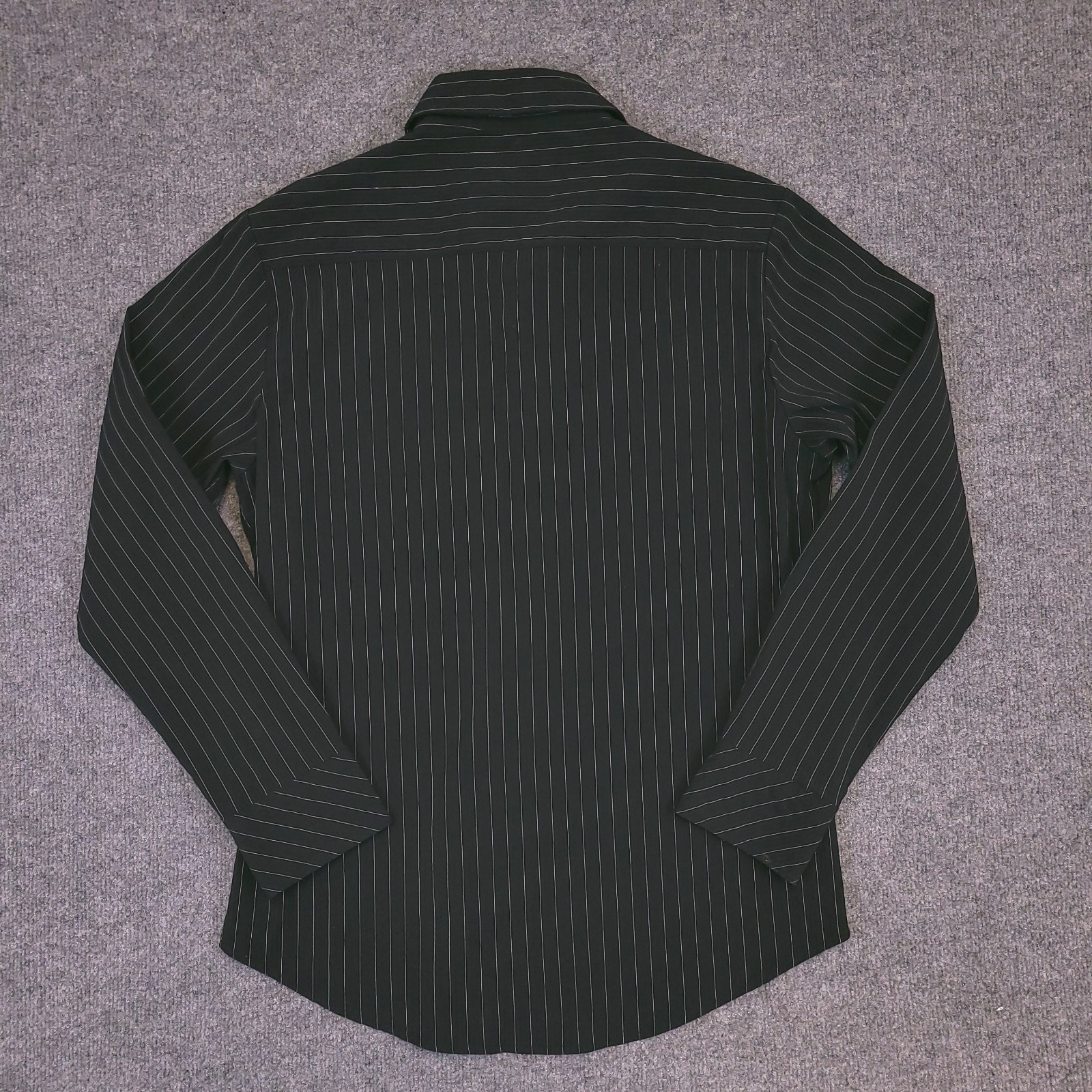 7D 7 Damonds Button Up Mens L Black White Stripe Stretch Tonal Raised Ribbing