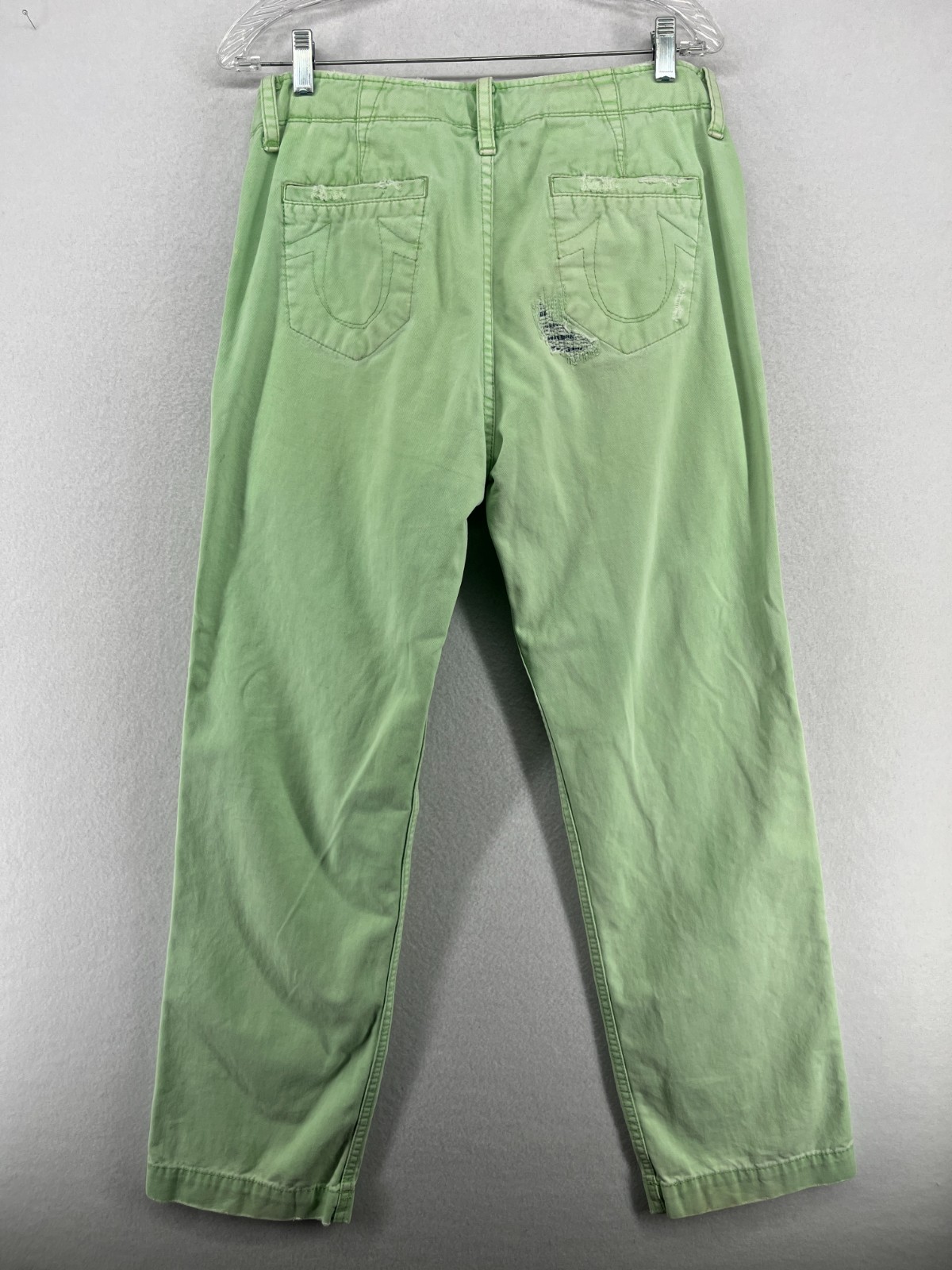 TRUE RELIGION Jeans Men 31 Roman Phoenix Distressed Patchwork Denim Cotton Green