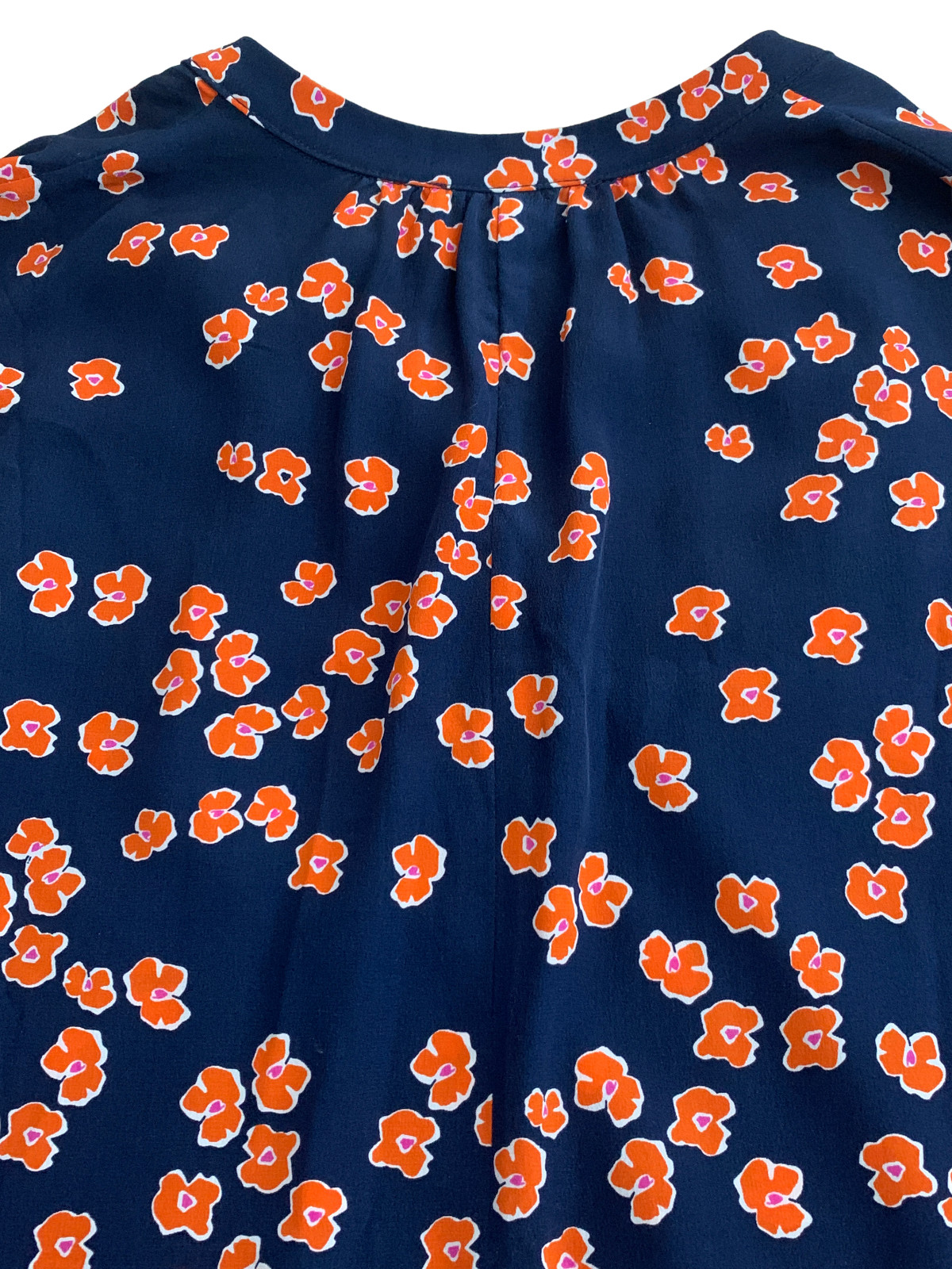 Amour Vert Size Medium100% Silk Womens Top Blue Orange Pink Flowers