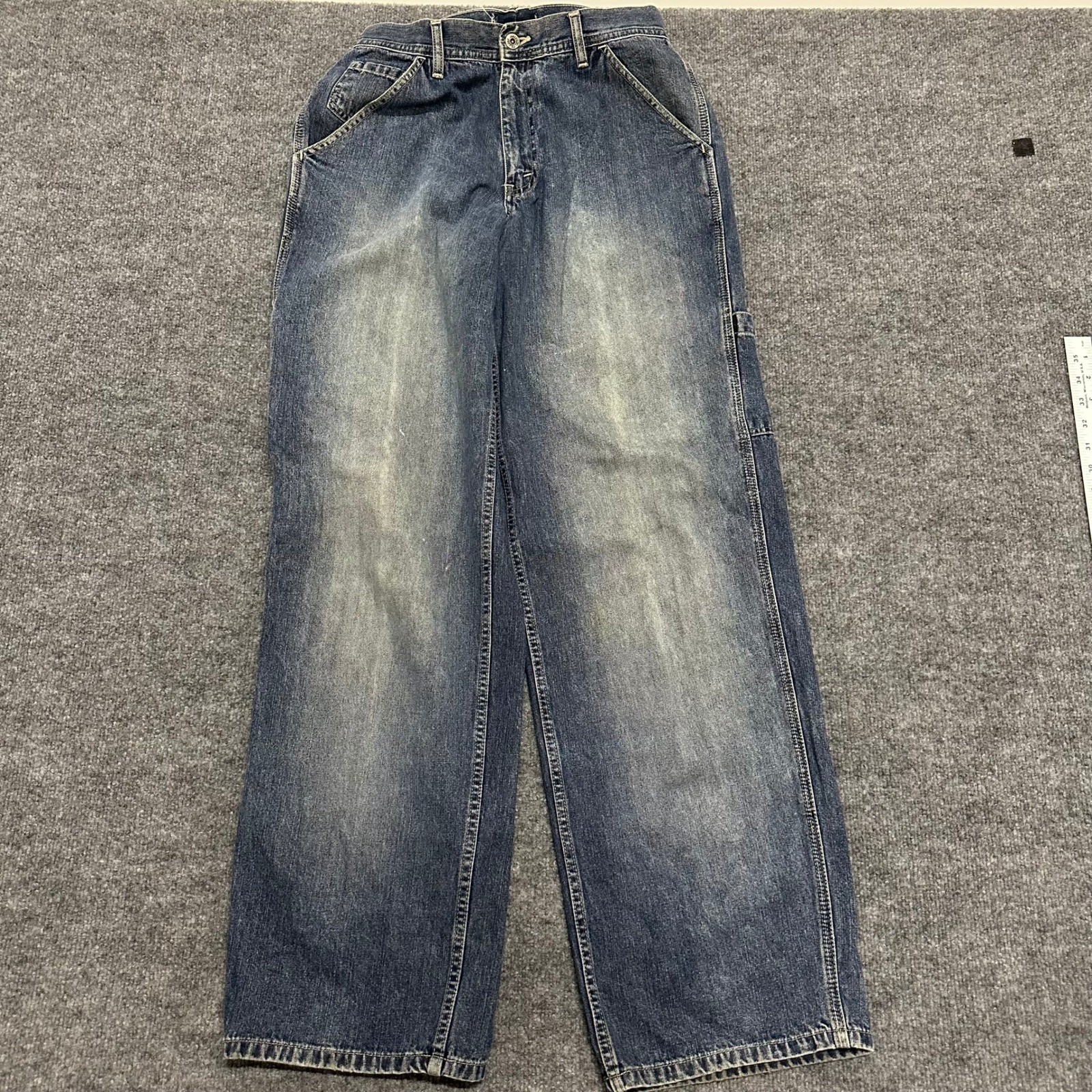 Arizona Carpenter Jeans Mens Size 28×32 Blue Loose Fit Wide Leg Denim Workwear