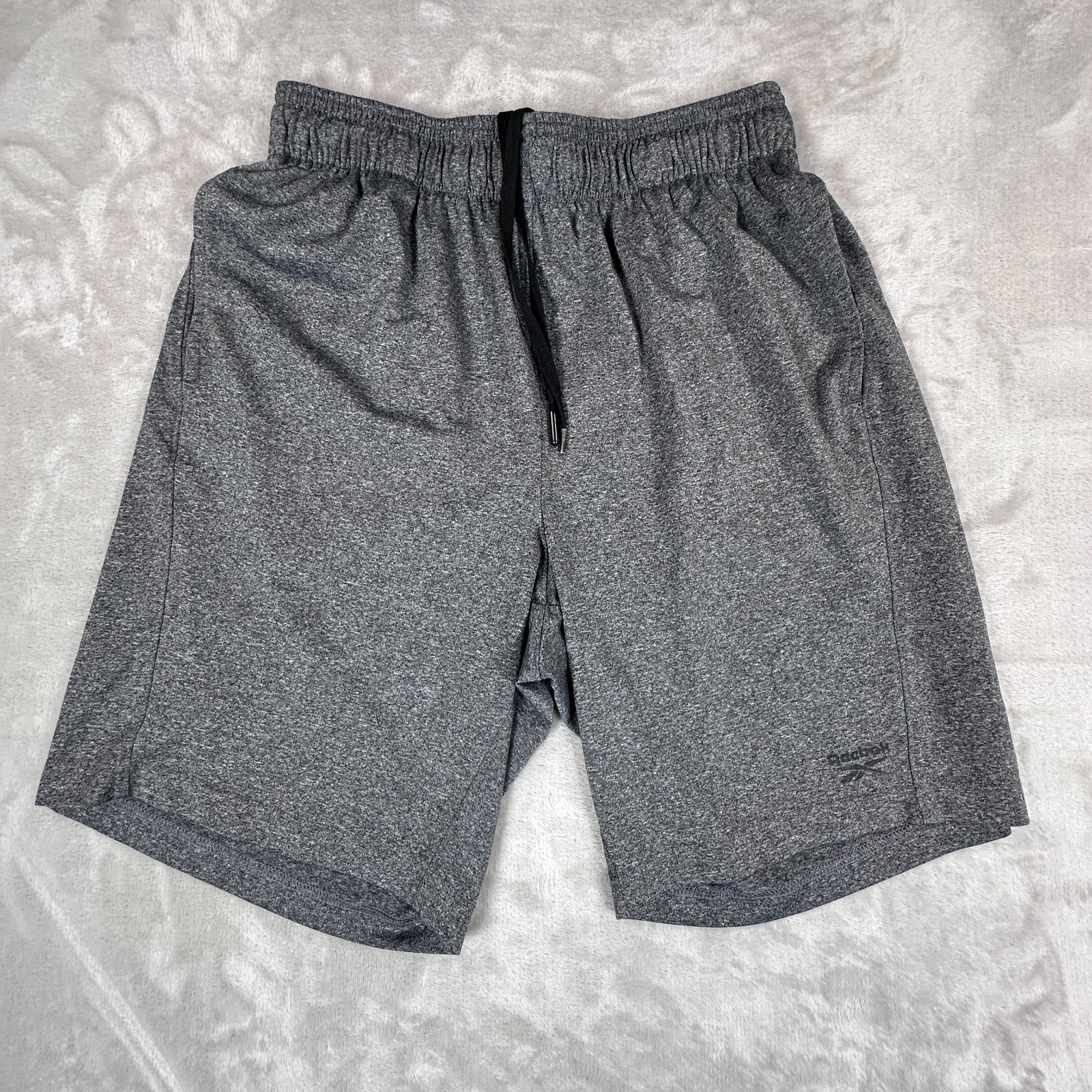 Reebok Cruz 2.0 Shorts Mens 28 Heathered Gray Elastic Waist Workout Athleisure