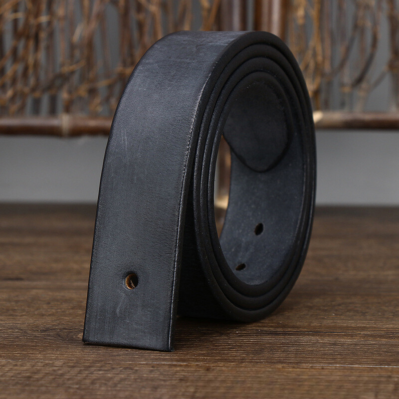 3.8cm Wide/5mm Thick Genuine Leather Belt Needle Buckle Men Cowhide No Buckle
