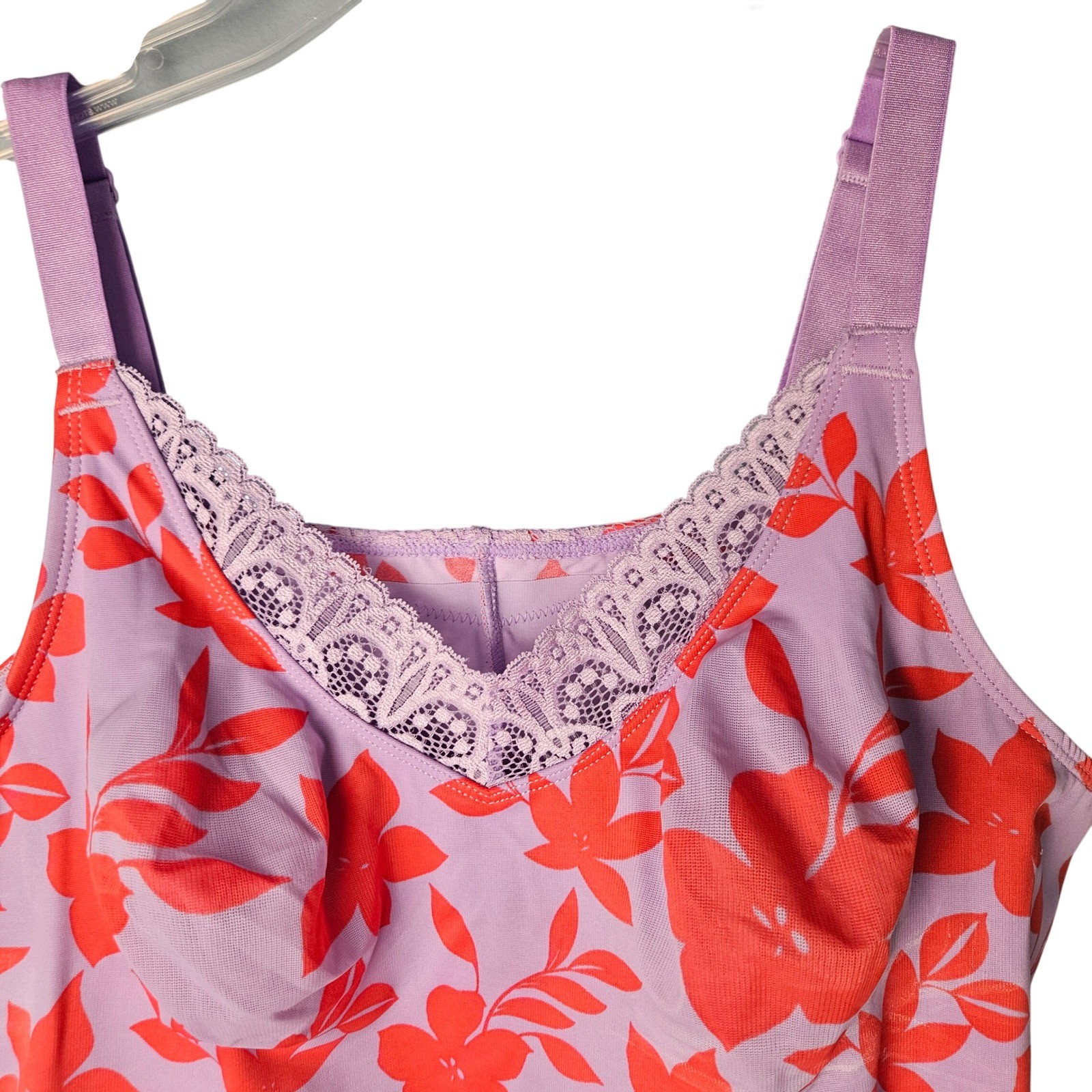 Ruby Ribbon Demiette Pink Purple Floral Print Size 42 Bra Wireless