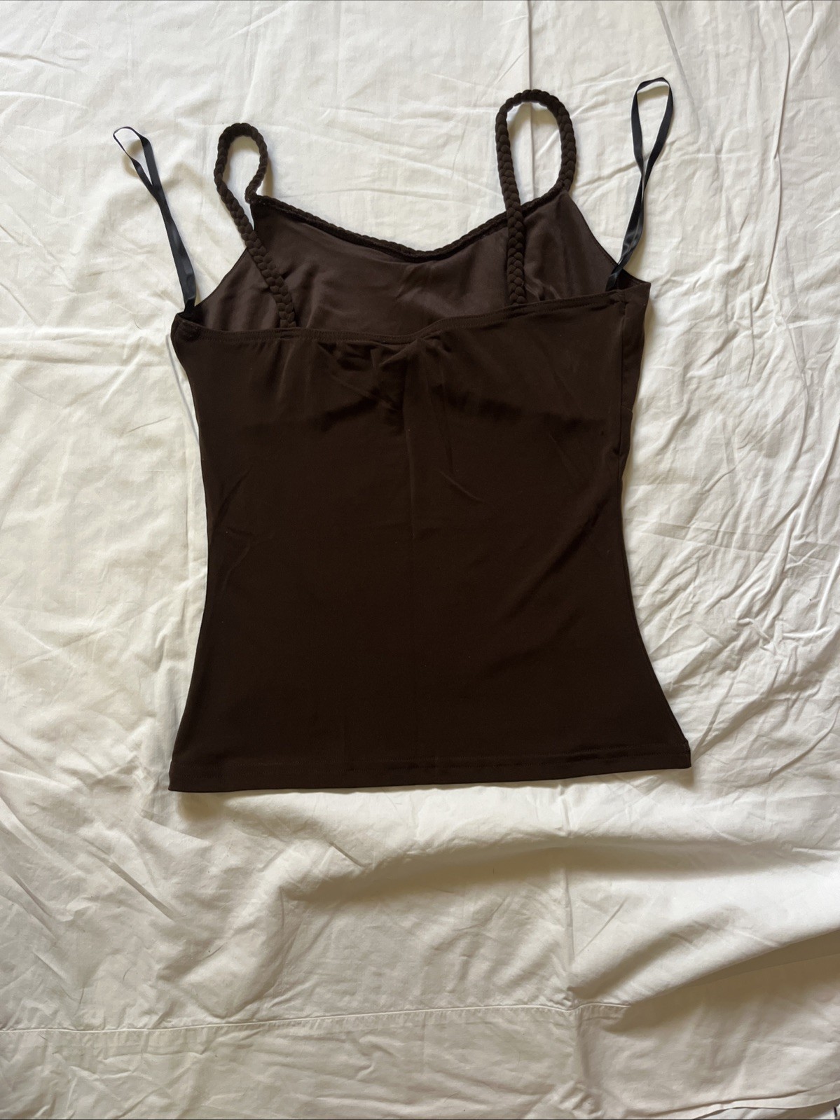 A. Buyer Women’s Tank Top Braided Straps Size Small Brown
