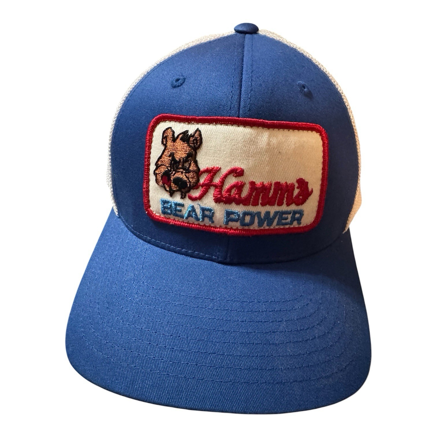 Vintage Hamm’s Bear Power Patch on a Flex fit Mesh Fitted Trucker Hat