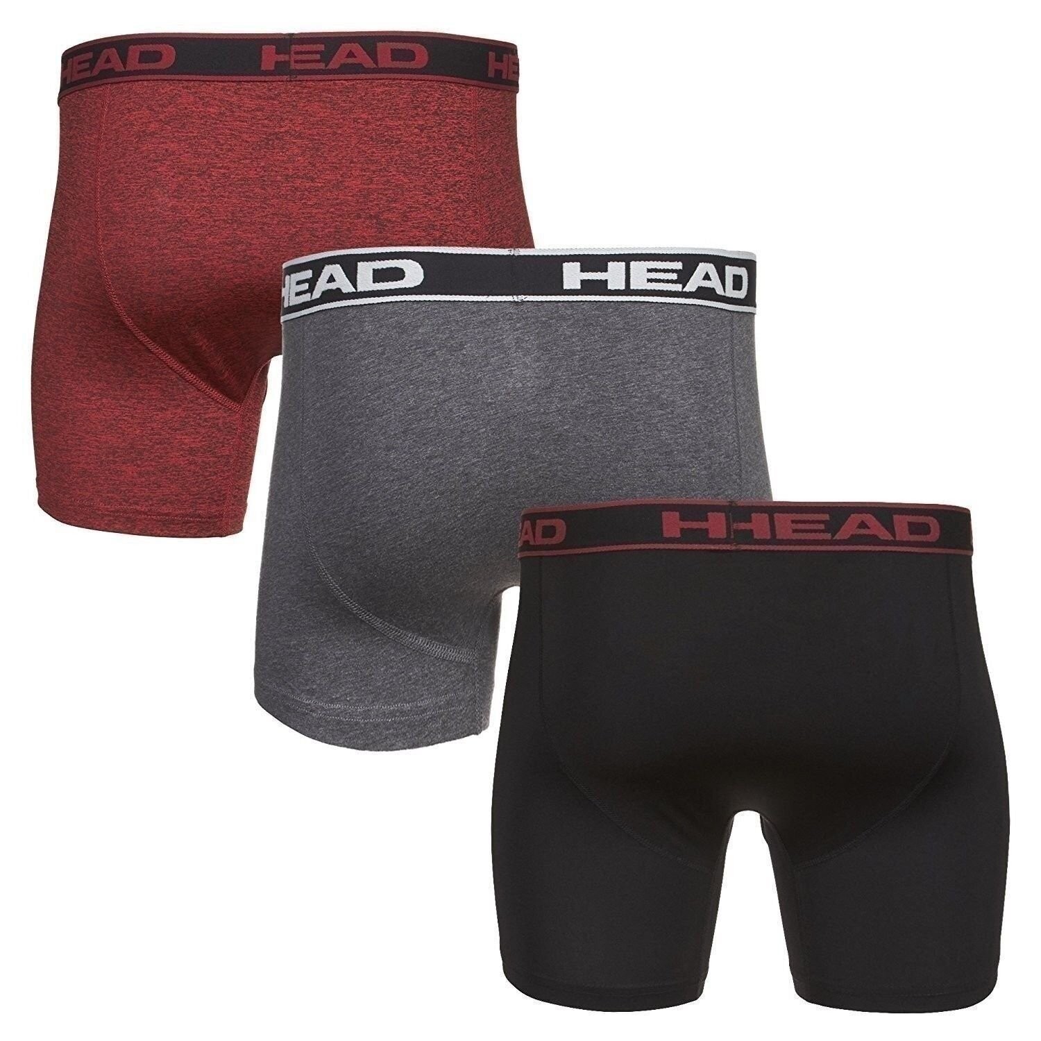 HEAD Mens Performance Underwear 3-PACK Boxer Briefs S-5XL Polyester/Spandex