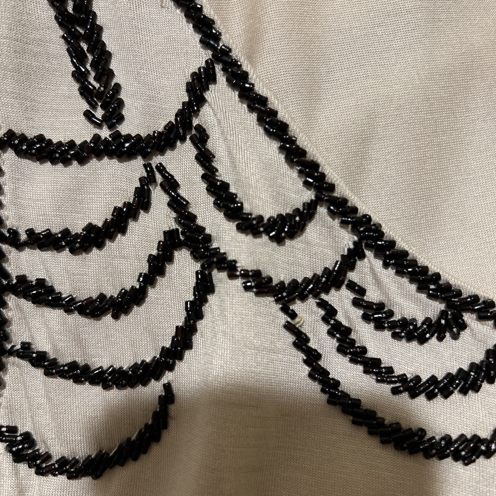 H & M Beige Beaded Sleeveless Top Size L