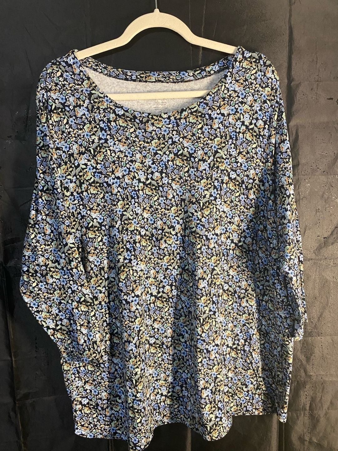 J. Jill Women’s Pima Cotton 3/4 Sleeve Scoop Neck Floral Print Tee