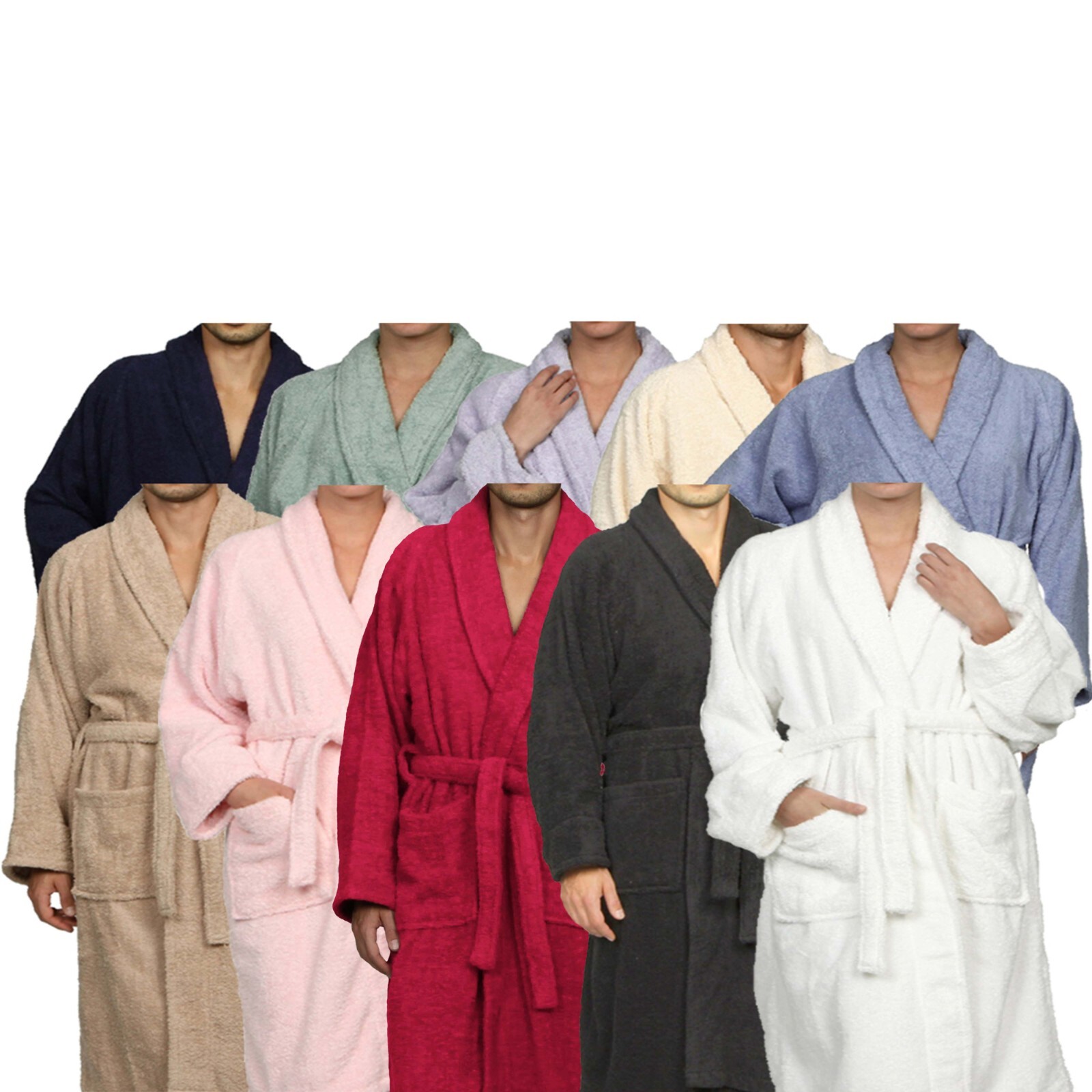 Long Staple Cotton Terry Cloth Solid Ultra Absorbent Unisex Adults Bath Robe