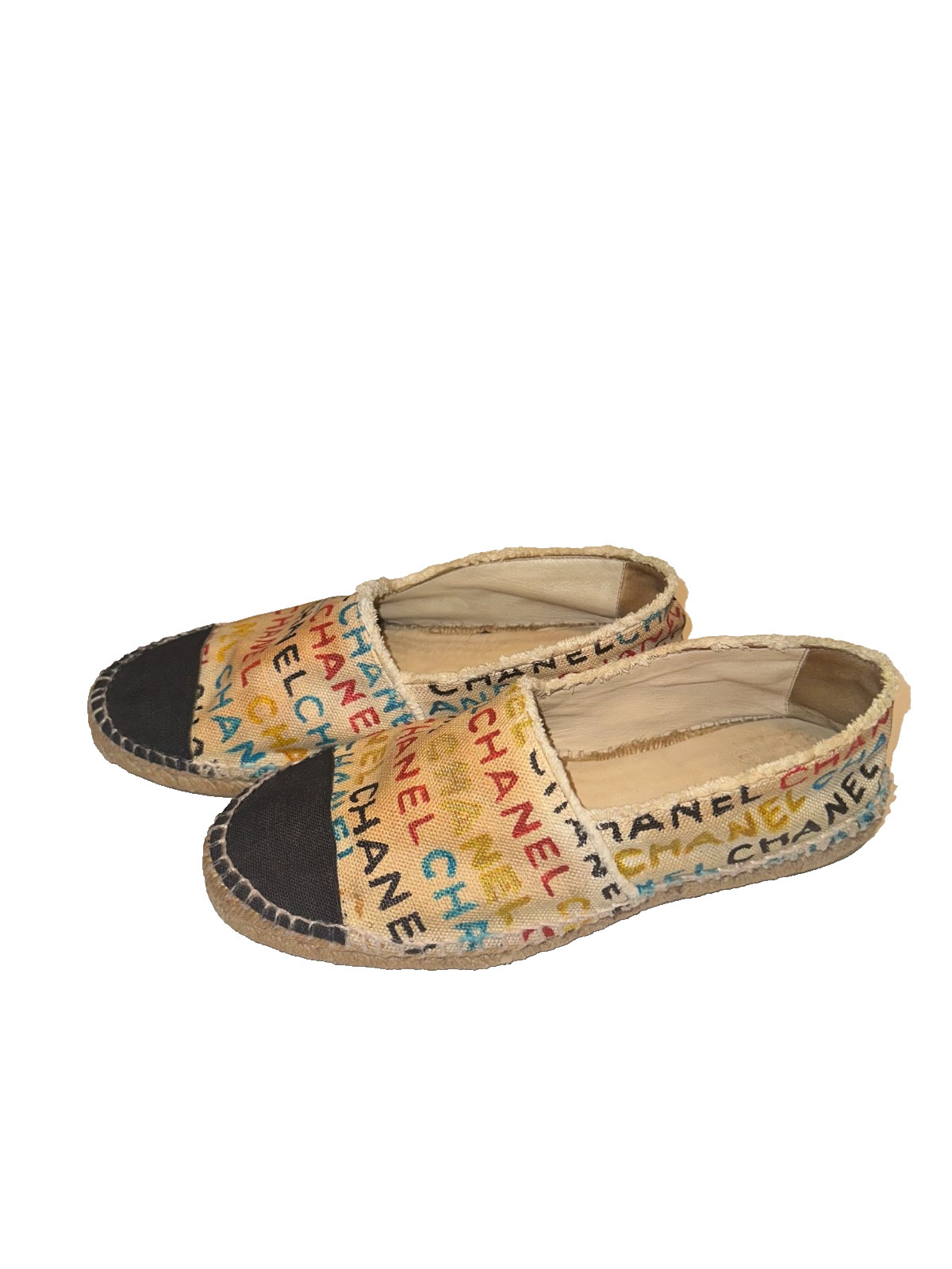 Chanel Espadrilles Logo Graffiti Multicolored Flats Size 42