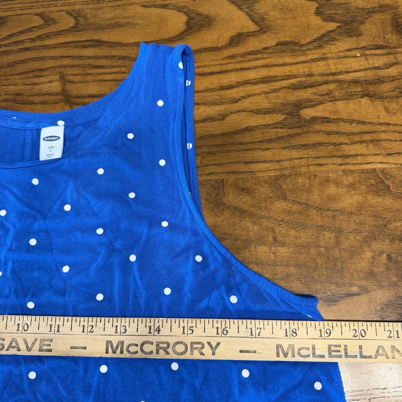 Old Navy Women Royal Blue With White Polka Dots Round Neckline Sleeveless ShirtL