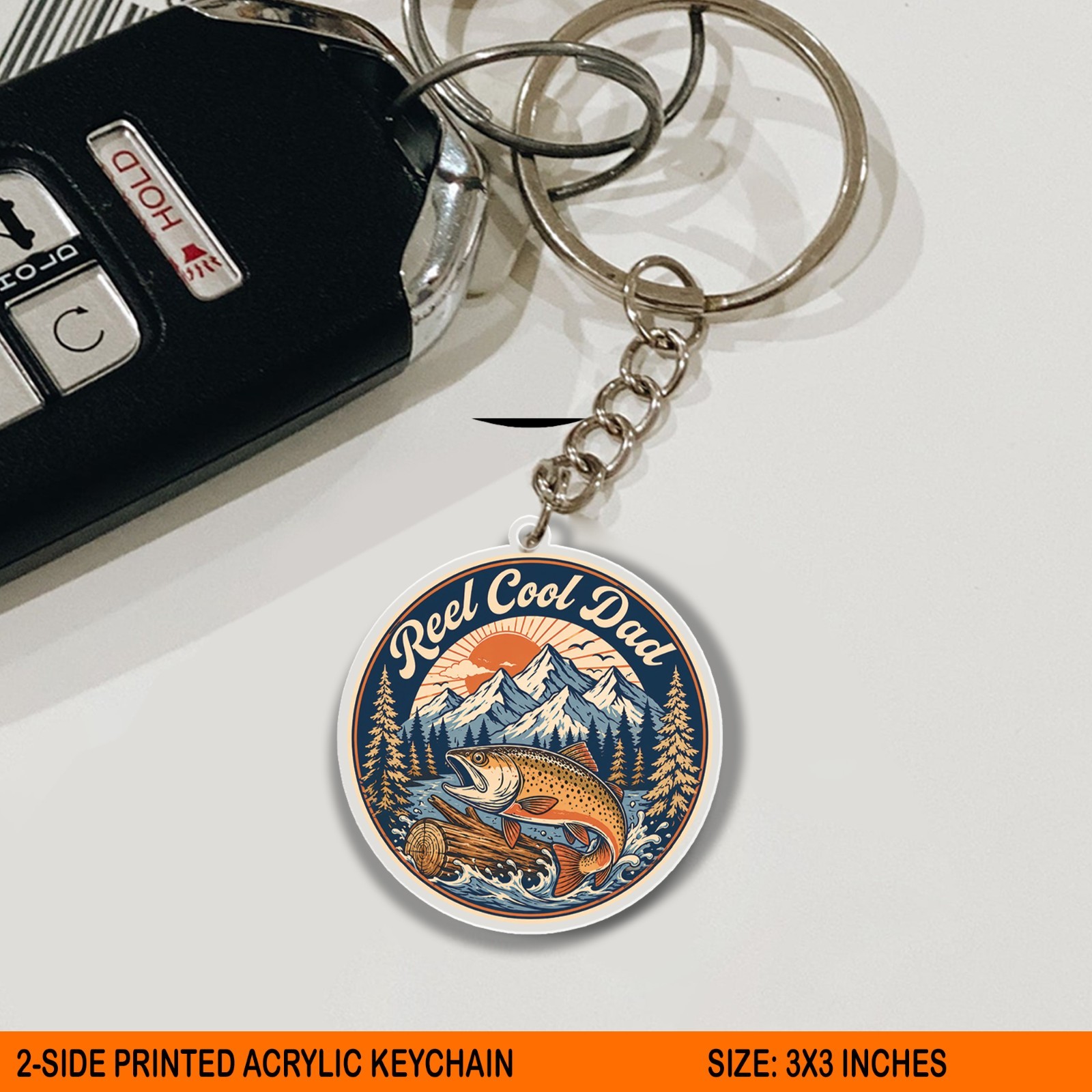 Reel Cool Dad Fishing Acrylic Keychain, Trout Father Gift