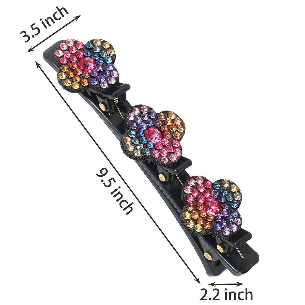 4PCS Sparkling Crystal Stone Double Bangs Satin Fabric Braided Hair Clips Bands