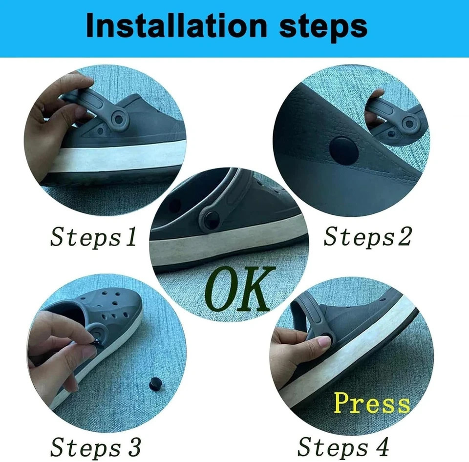 Croc Rivets Replacement, Croc Buttons Strap Repair Rivets for Croc Styled Shoes