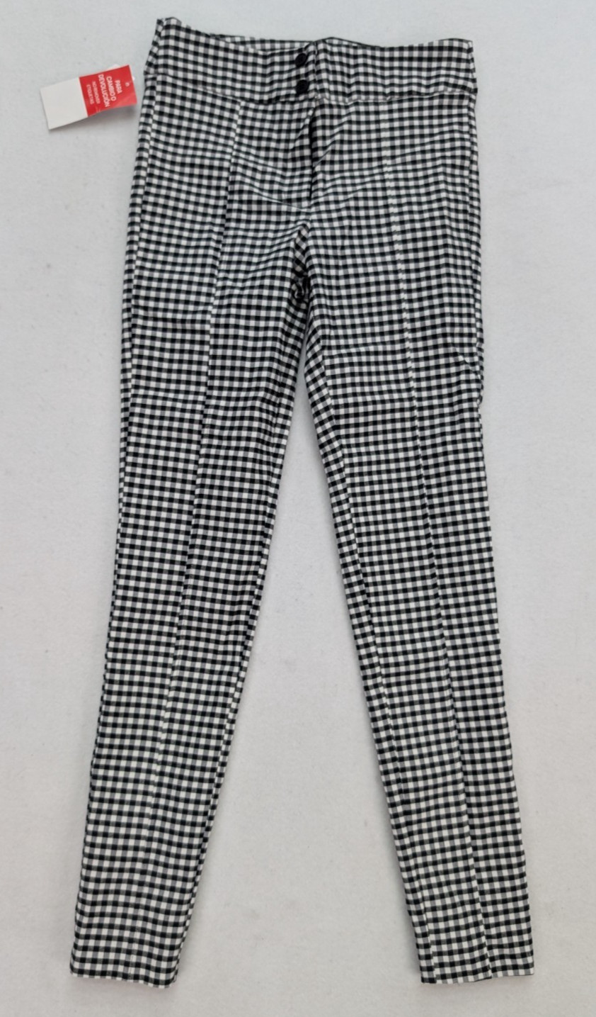 Andrea Women’s Pants Size 7 Black White Plaid Gingham Skinny Stretch