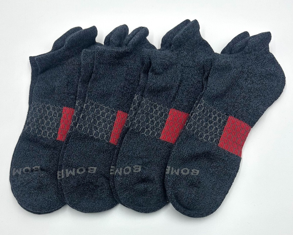 4 pairs Men’s honeycomb Marl Ankle Socks Athletic Size Large Dark grey BOMBAS
