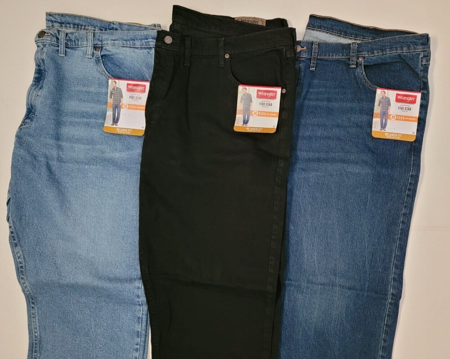 Mens Wrangler Five Star Relaxed Fit Jean with Flex – Size Regular & Big