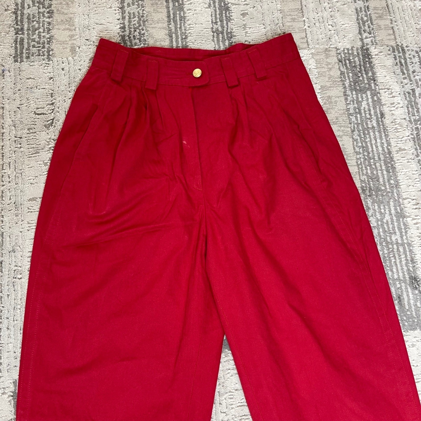 Vintage 80s MONDI West Germany Red High Waisted Pleated Trousers Womens 38 25×25