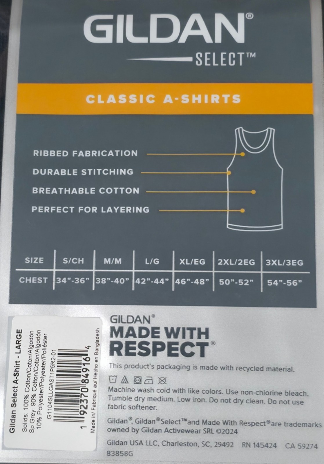 Gildan Select Men’s Classic A-Shirts Tank Tops 5 Pack Breathable Cotton S-XL