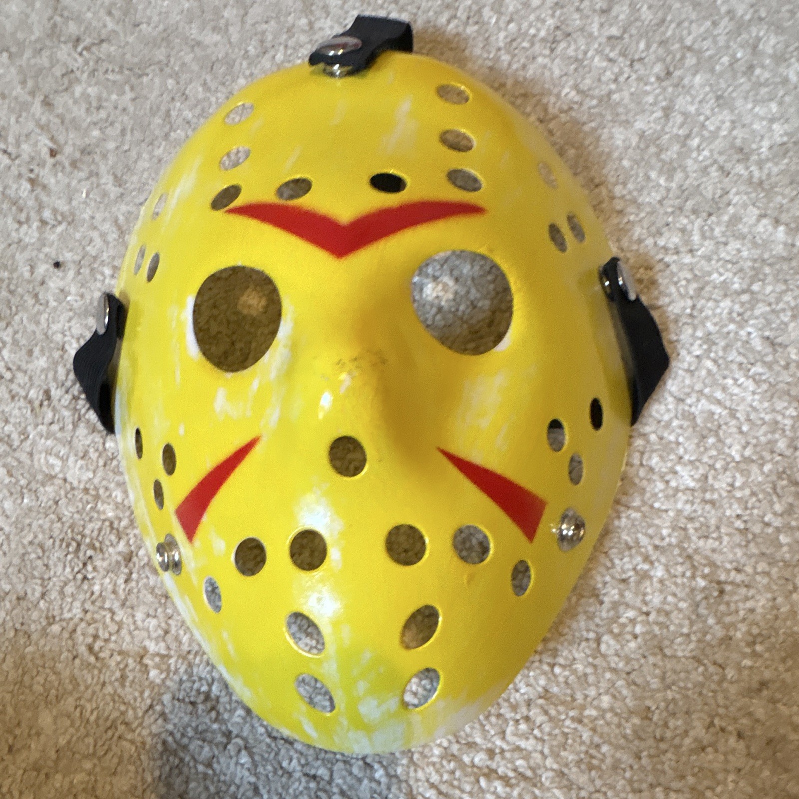 Jason Voorhees Yellow Plastic Hockey-Style Face Mask Adjustable One Size