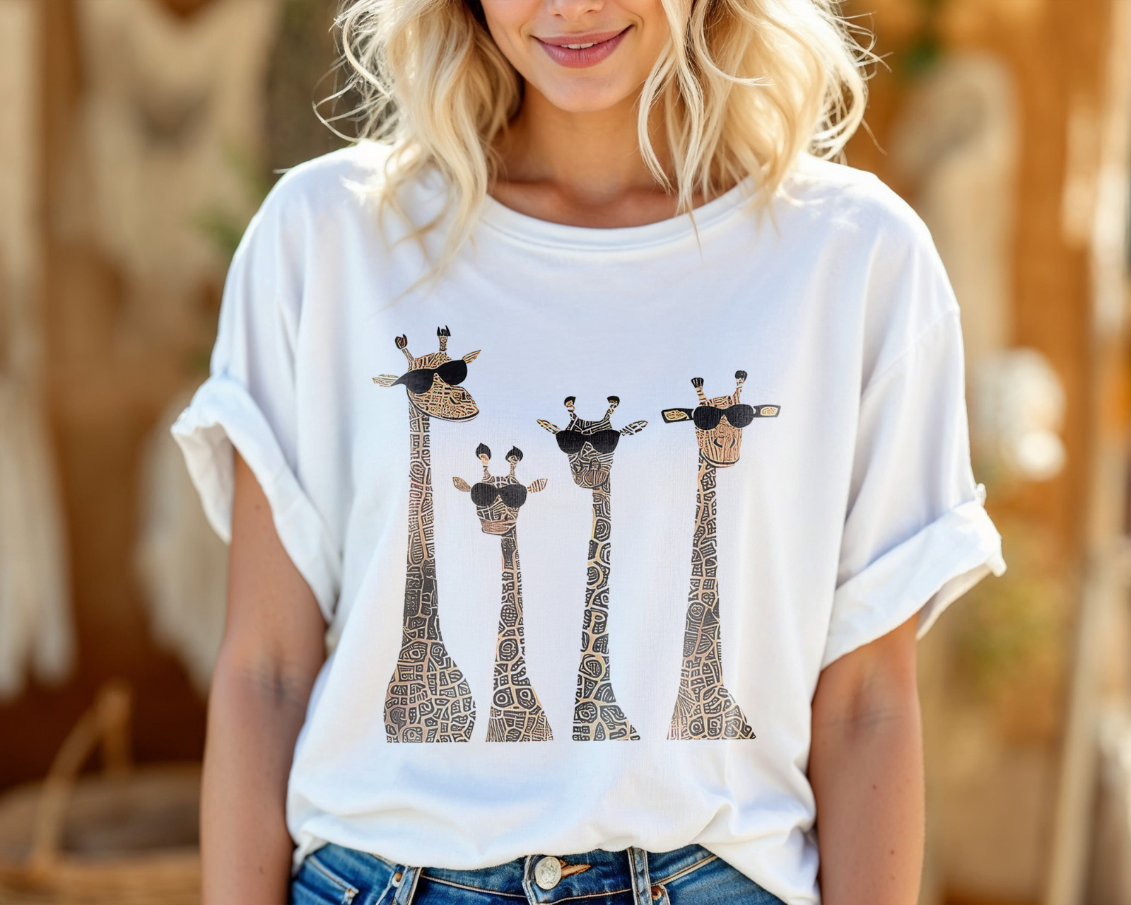 Cool Giraffe Family Shirt – Funny Matching Safari Animal Graphic Tee A438